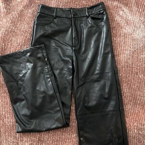 Petite small black faux leather SHEIN pants.